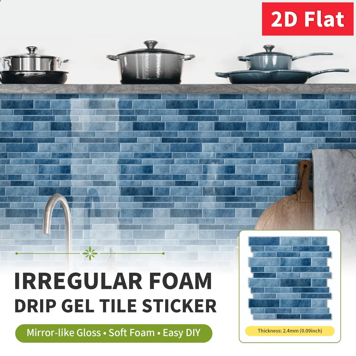 Deep Blue Subway Peel and Stick Tile 12×12 Inch Thick Foam Wall Sticker Stain Resistant Kitchen Backsplash