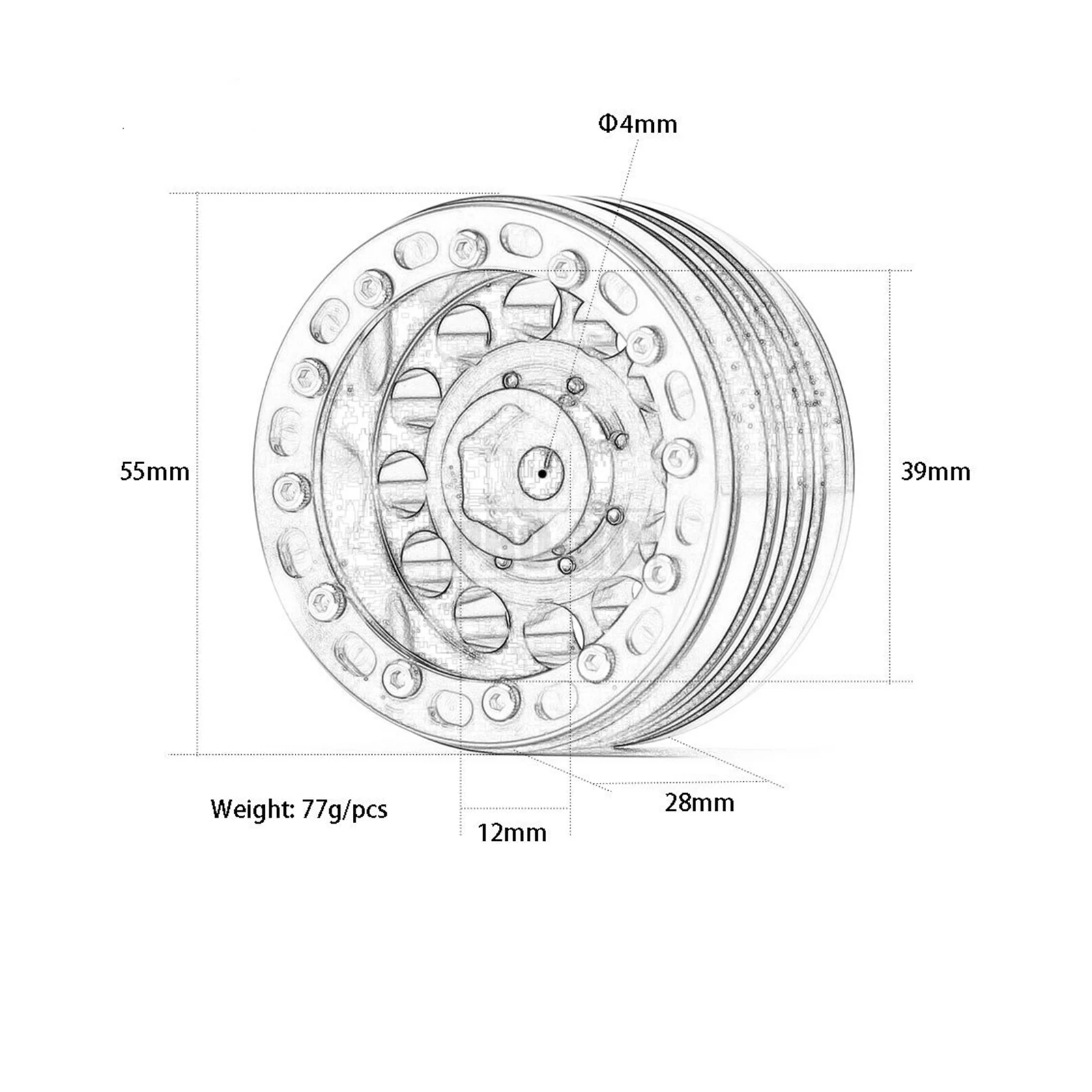 4 pz piatto profondo vagone 1.9 pollici in lega Beadlock cerchione mozzo ruota per 1/10 RC Crawler assiale D90 SCX10 SCX10II TRX-4 TRX-6 F350 RC auto