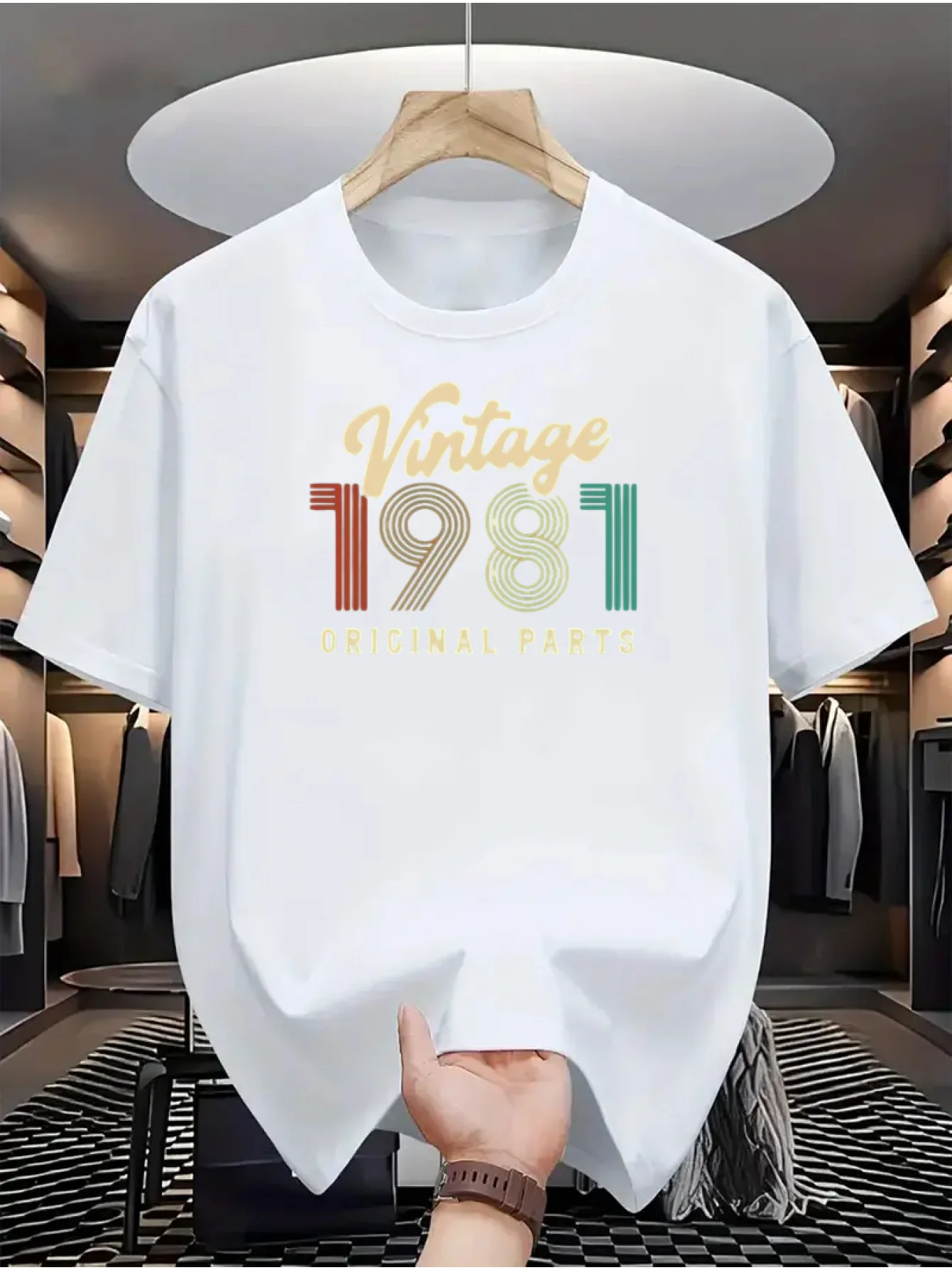 Men's 100% Cotton Vintage 1981 Graphic T-Shirt - Casual Crew Neck, Short Sleeve