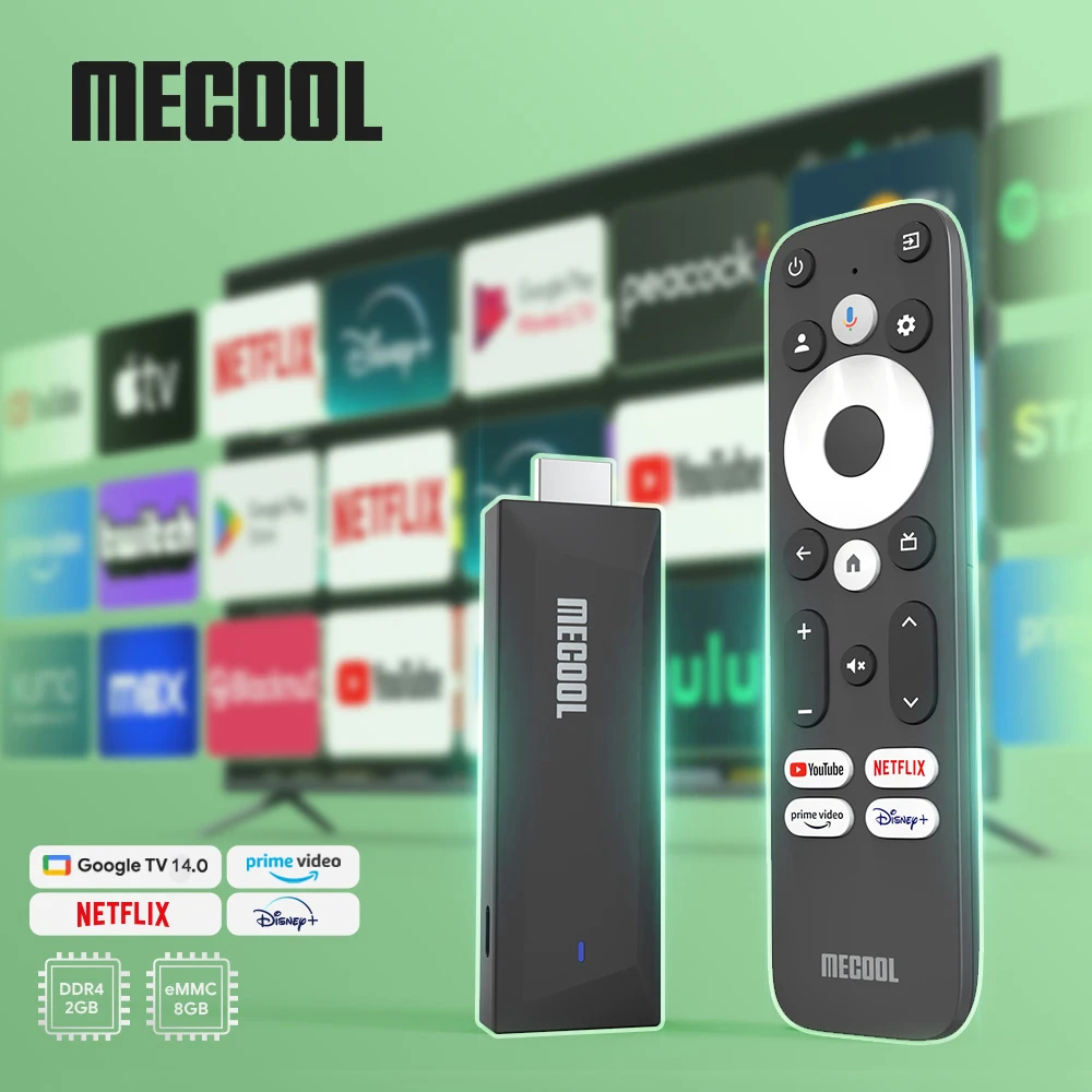 

MECOOL MEgo 1 TV Stick Reltek Четырехъядерный процессор 8 ГБ Google Android TV Sticks 4K Dolby Netflix TV Box 2025 Высококачественные консоли