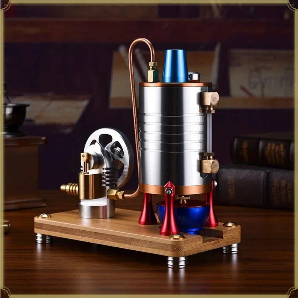 Startable Retro Steam Engine Model with Heating Boiler CNC Machined Physics Experiment Science Educational Toy