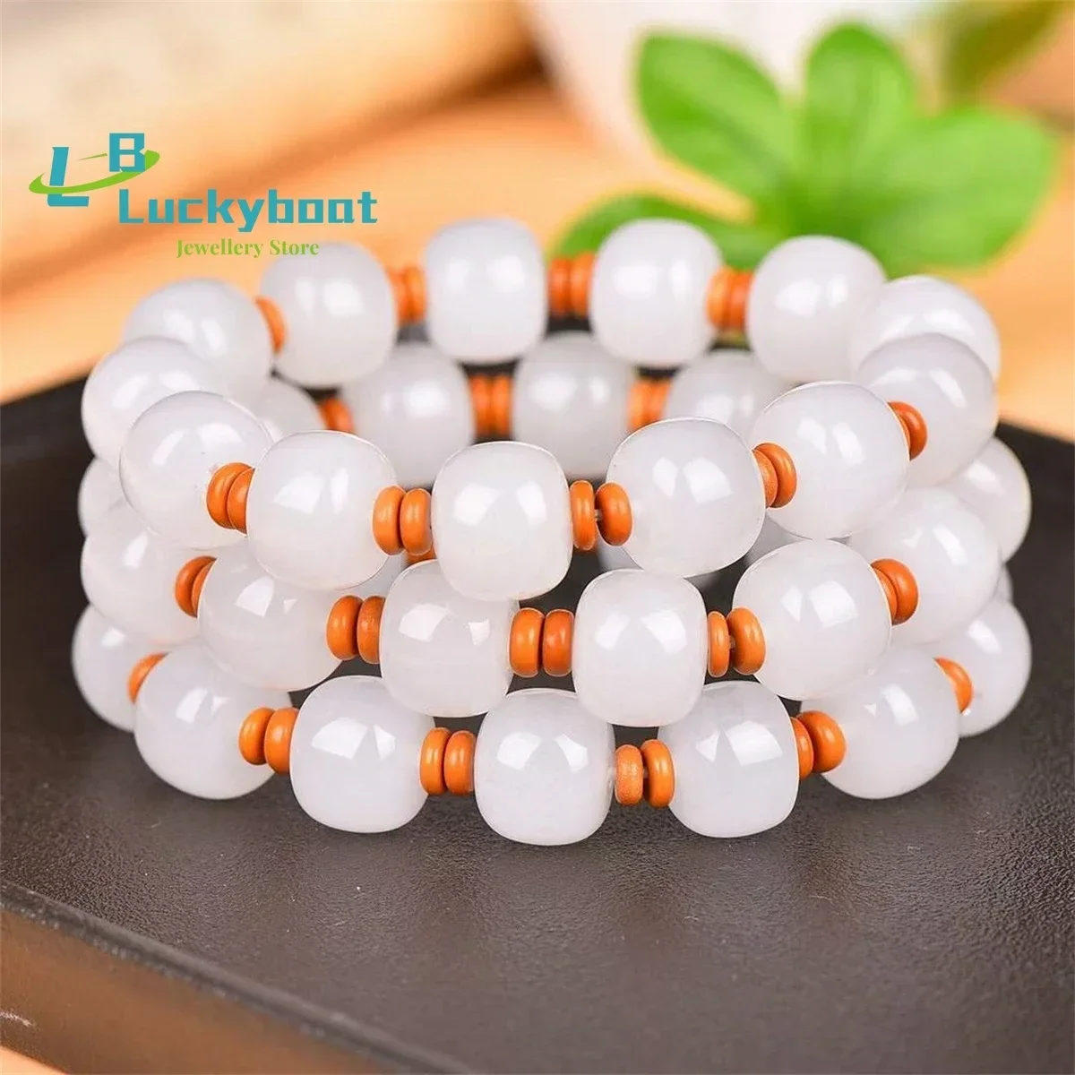 Natural Gold Silk Jade Sheep Fat White Old Beaded Bracelet Simple and Versatile Exquisite and Fashionable for Men and Women