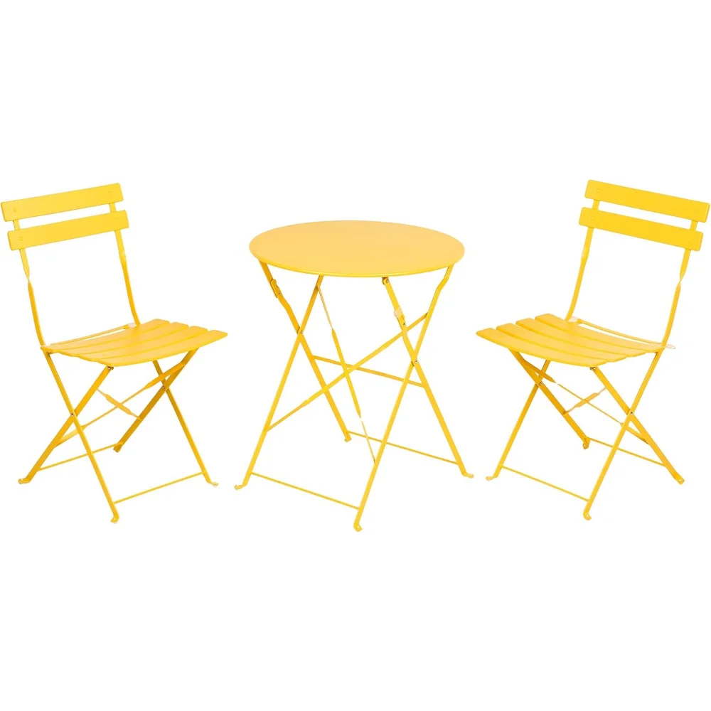 

3-Piece Bistro Set Folding Outdoor Furniture Sets with Premium Steel Frame Portable Design for Bistro & Balcony