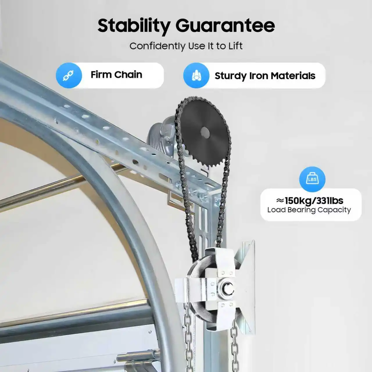 Цепной подъемник для открывания колонкового вала гаражной двери, емкость 330 фунтов, цепь соотношения 3:1, 26 футов для складского подъемника рольставней