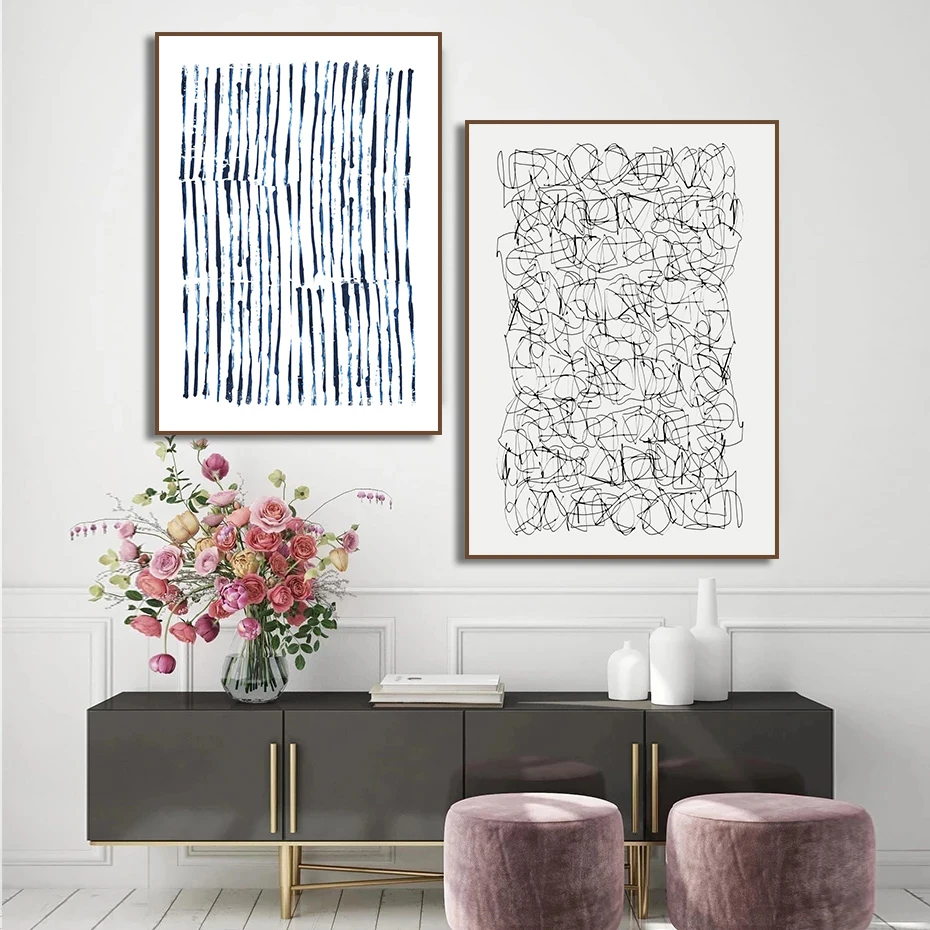 1pc frameless Canvas Painting Abstract Line Face Dots and Strokes Minimal Plant Oak Log Canvas Painting Print Poster Wall Art fo