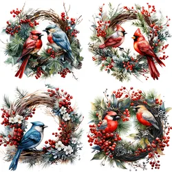 Christmas Bird wreath Stickers Crafts And Scrapbooking stickers kids toys book Decorative sticker DIY Stationery