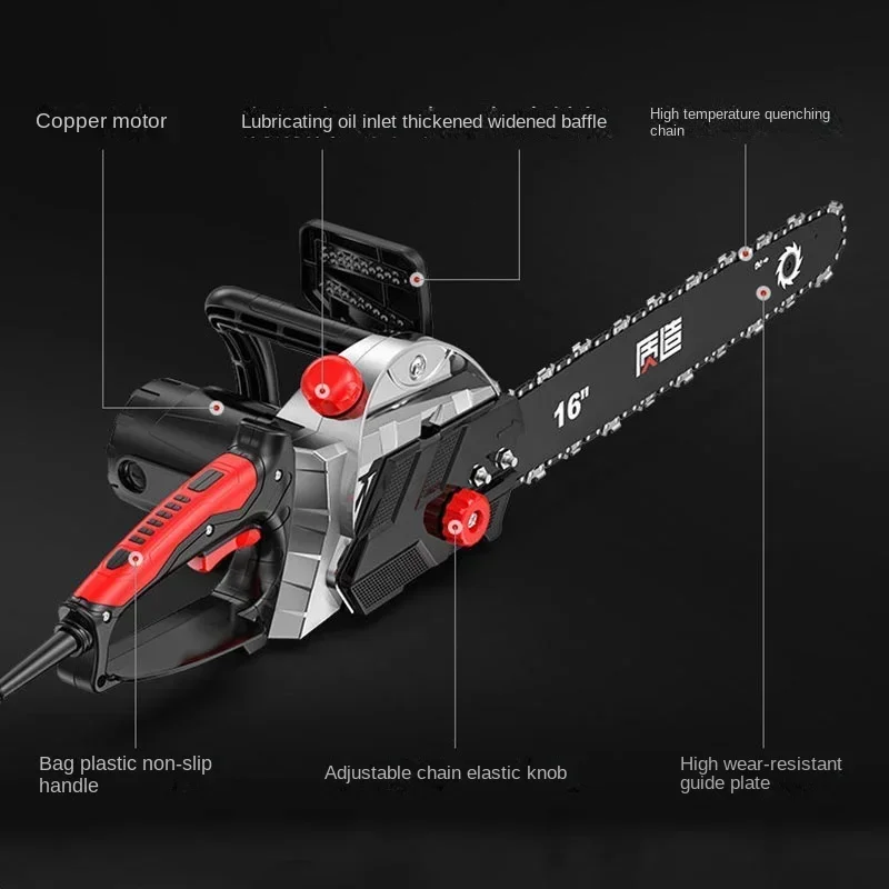 16-inch 2400W High-power Chainsaw Logging Saw Household Electric Chainsaw Handheld Chainsaw Cutting  Electric Saw