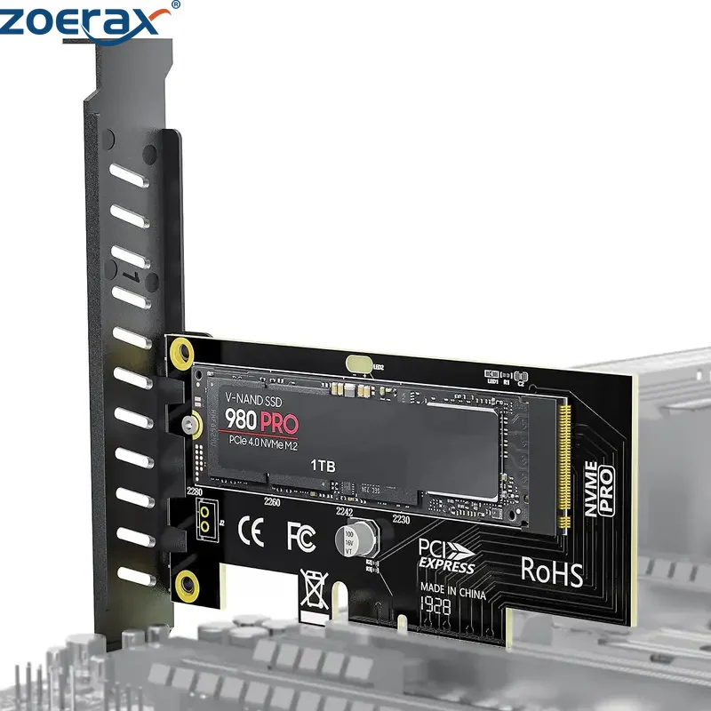 ZoeRax NVME Pro Adapter M.2 NVME Pro SSD to PCIe 4.0 Adapter Card Pcie Video Cards For PC Sound Card pci express m2 adapter