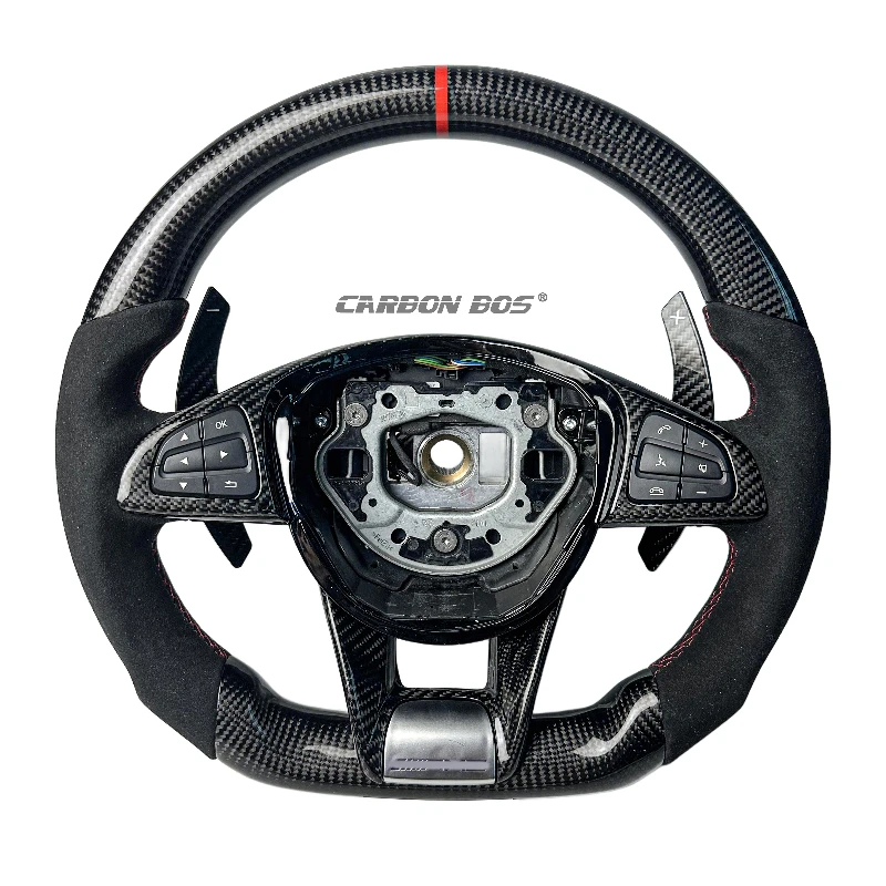 

Кожаный руль FORCustom alcantara из углеродного волокна для Mercedes bz CLA CLS E300 W205 W204 W222 C63 GLA GLC A45 E63 S63 G63