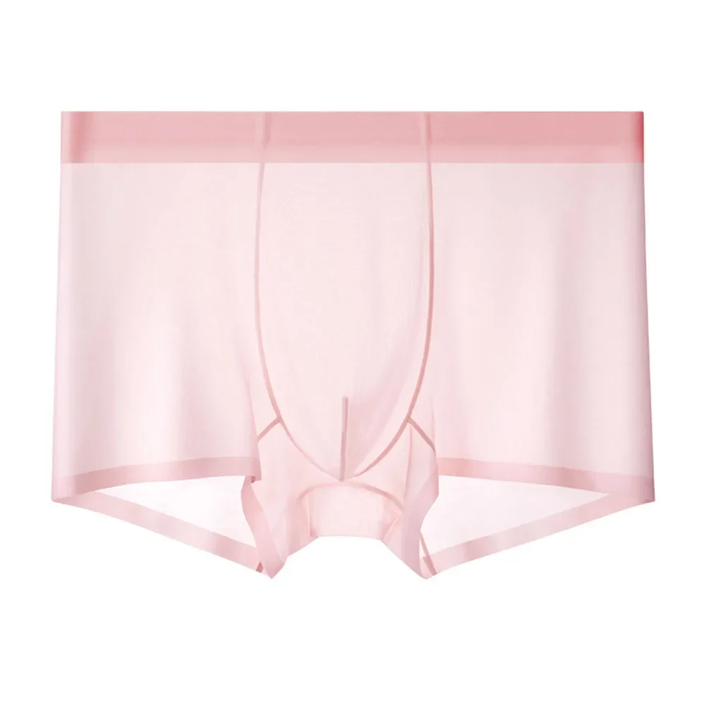

Men's Panties Sexy See Through Lingerie Ice Silk Underwear Mesh Gay Sissy Bulge Pouch Boxer Shorts Underpants Elastic Knickers