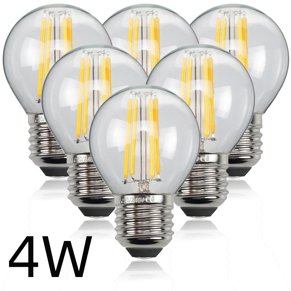 Imagem -05 - Edison Retro Lâmpadas Led Lâmpada de Iluminação Decorativa Lâmpada Antiga Lâmpada Pequena G45 220v 4w 6w 2700k 110130v Pcs Pack