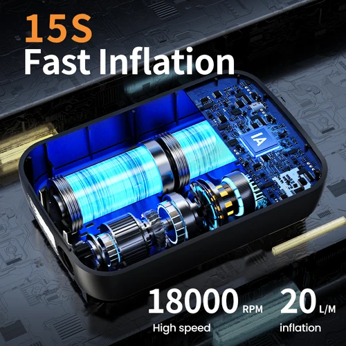 Imagen 2 del producto Bomba de aire portátil para coche, inflador de neumáticos eléctrico, pantalla Digital inteligente, inflador de neumáticos para coche, motocicleta, compresor de aire para bicicleta