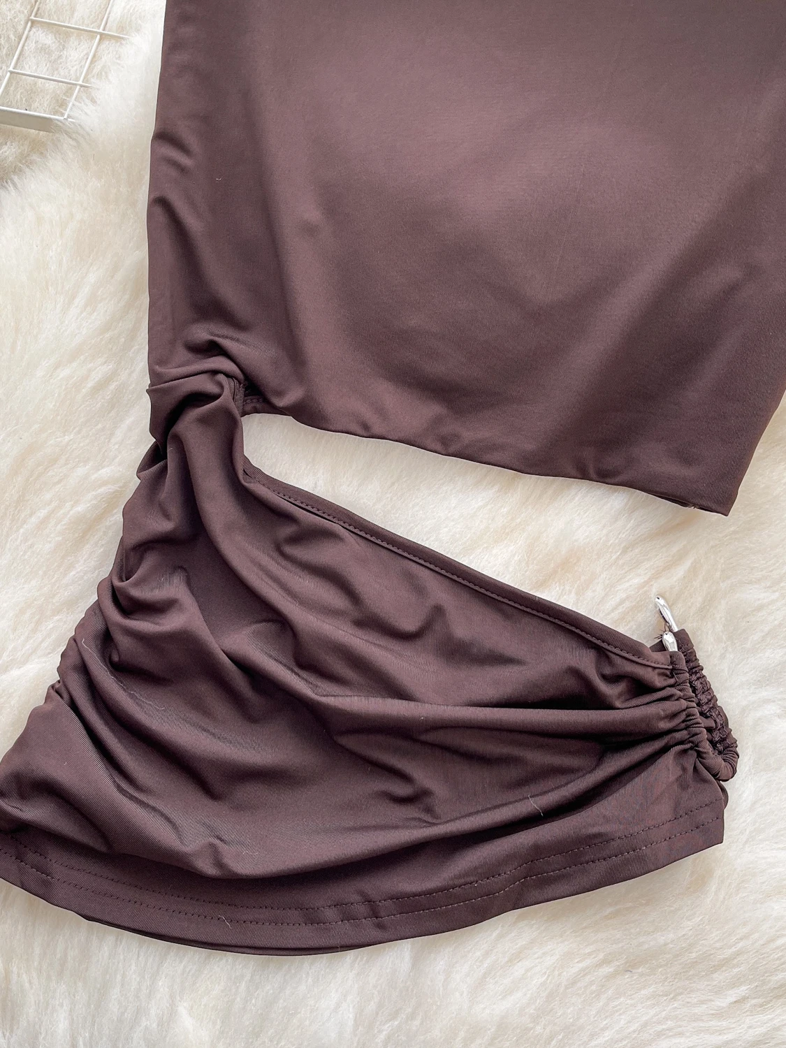 Ins Women's Slim Fit ort Top Metal Bule Hollow out Design Summer 2025 Trendy Crop Top Open Ba Commute Sle Other Material