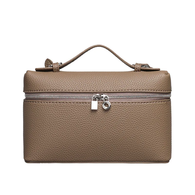 patterned lychee Korean texture version casual portable bucket woven bag for women's versatile one shoulder small square luxury