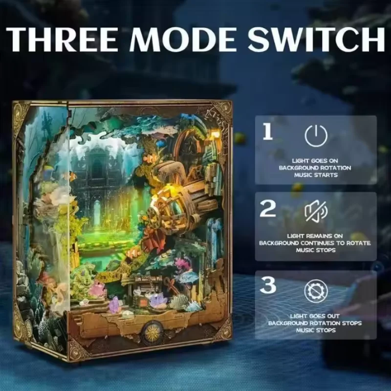 OUZEY Lost Ocean City 3D-puzzel, houten verzonken beschaving DIY-model, diepzeedecor voor tieners