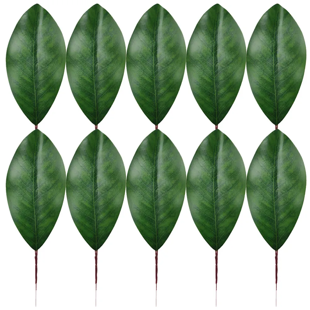 10 Piezas de Hojas de Magnolia Artificiales, Decoración Realista, Hojas Falsas de Color Verde Intenso para Bodas, Fiestas, Hogar, Oficina, Jarrones, Decoración de Mesa