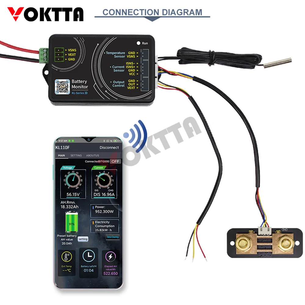 DC 0-120V Battery Capacity Tester Bluetooth Coulomb Meter Battery Monitor High-precision Voltage Current Meter Capacity Detector