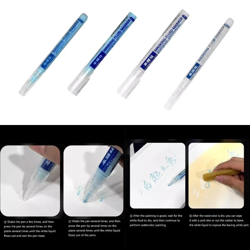 

0.7/0.3mm Watercolor Masking Liquid White Blue Glues Covering Liquid Mark Pen Practical Masking Fluid Marker Easy to Use