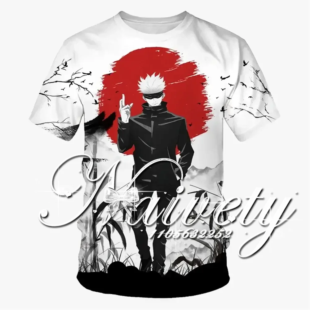 New Summer Jujutsu Kaisen Gojo Satoru 3D Print T-shirt Unisex Sports Tee Anime Outdoor Training Breathable Short Sleeve Tops