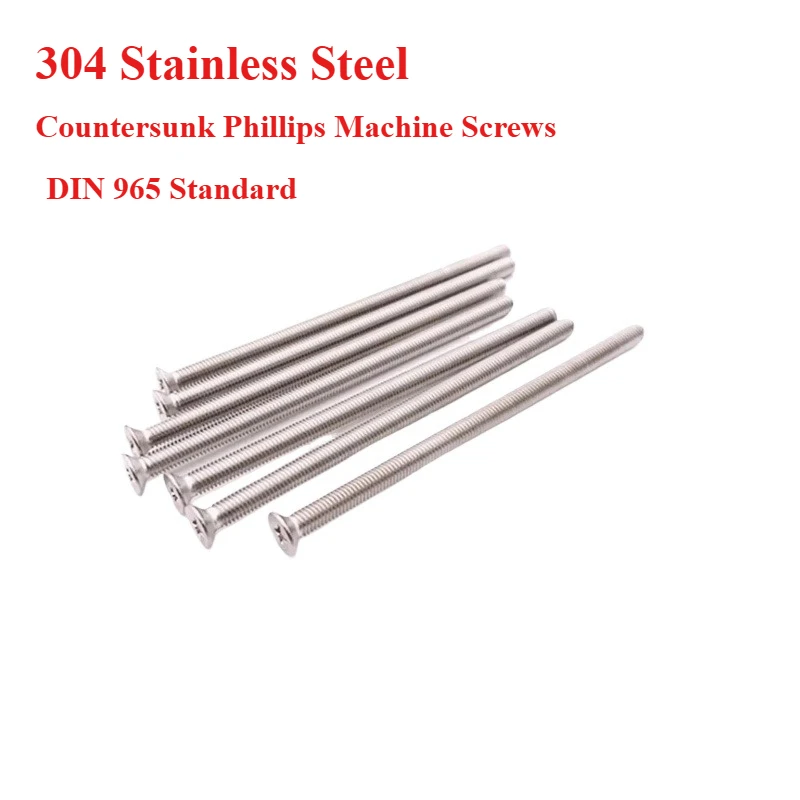 

M3 M4 M5 M6 M8 304 Stainless Steel Countersunk Head Phillips Machine Screws DIN 965 Flat Head Cross Recessed Bolts Hardware