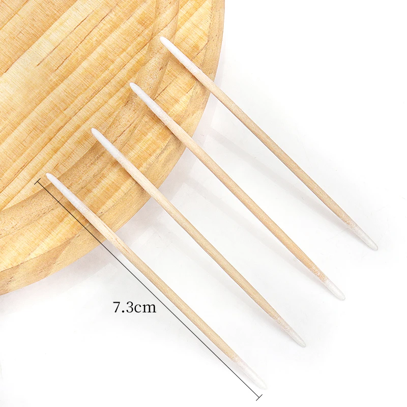 100/300/500Pc 使い捨て超小型綿棒ブラシ糸くずの出ないマイクロウッドメイクブラシまつげエクステンション接着剤除去ツール