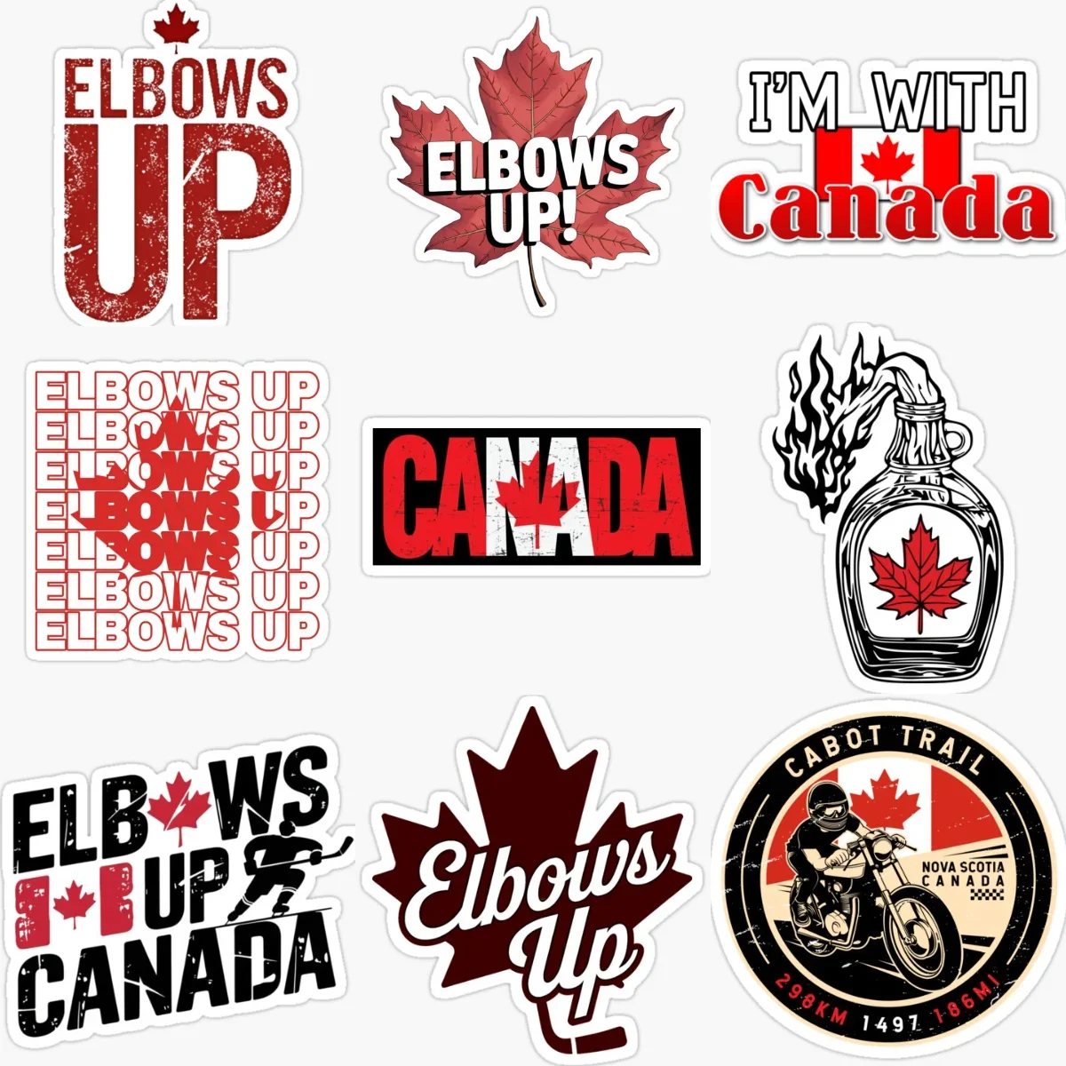 Canada Flag Map Maple Leaves Elbows Up Creative Sticker for Decorate Car Van Helmet Window Fridge Wall Decal Accessorie