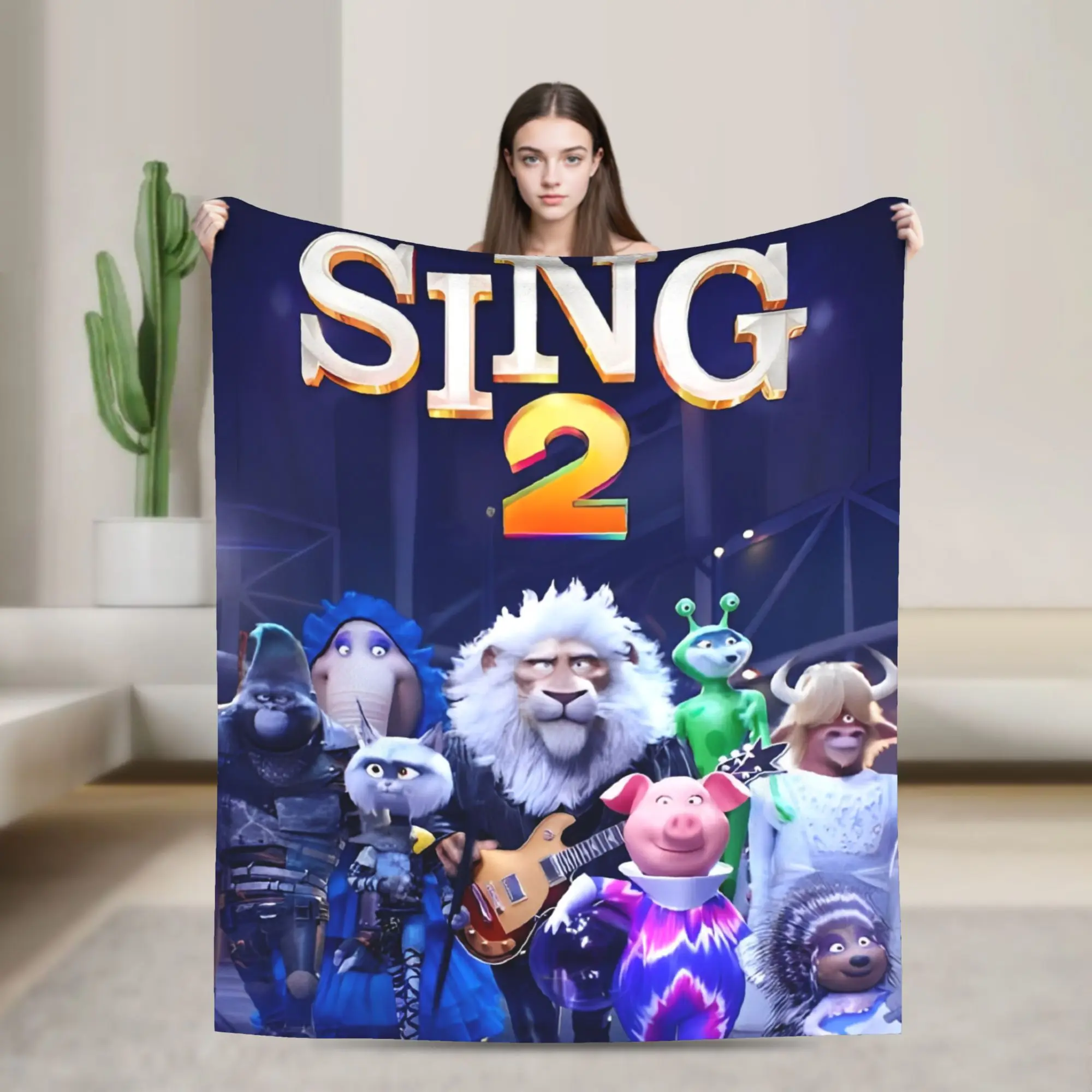 Sing 2 Movie All Characters  Blankets  Camping Flannel Throw Blanket For Couch Bed Super Warm Custom DIY Quality Bedspread