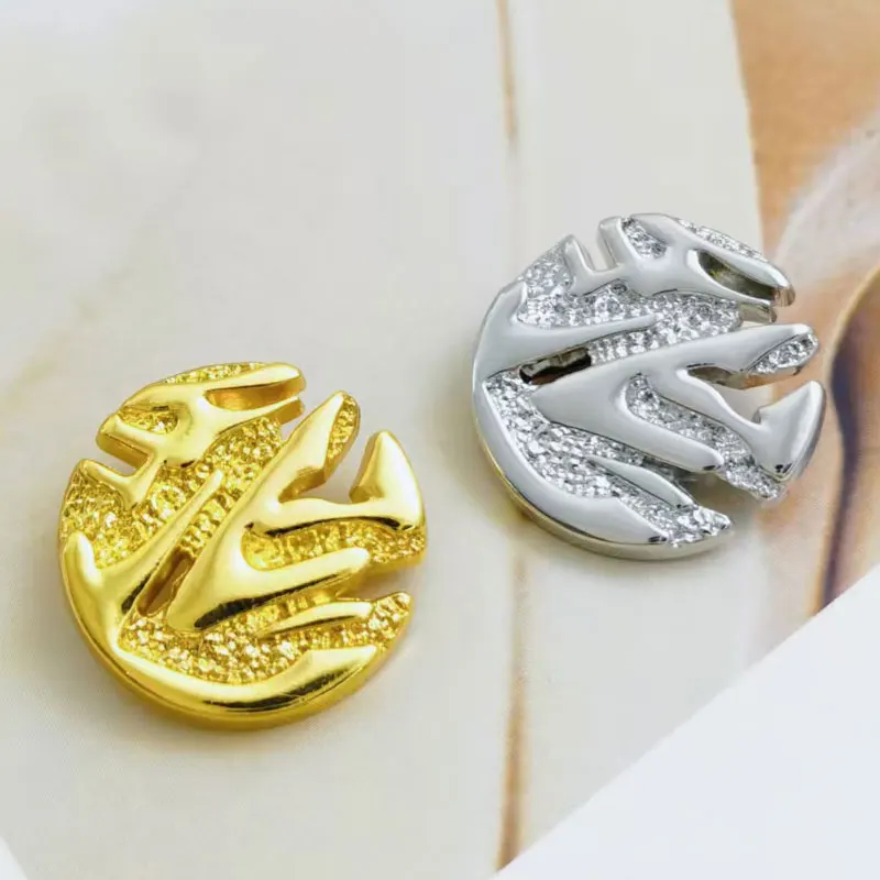 10 Stück 15-23mm Gold Silber Metallknöpfe mit Hohem Schaft und Craquelé-Textur für Mantel Blazer Jacke Nähen Handwerk DIY Zubehör – Detail 1