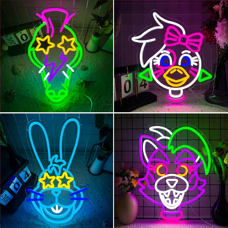Cartoon Anime Neon Sign for Wall Decoration USB Dimmable Game Neon Sign for Kids Room Bedroom Bar Party Birthday Gift Decoration