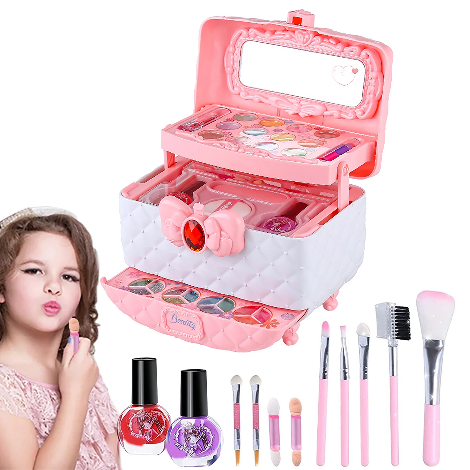 

Kids Makeup Kit For Girl Washable Make Up Kits For Girls Girls Make Up Kits Age 6-8 Kids Real Make Up Set For Children Toddler