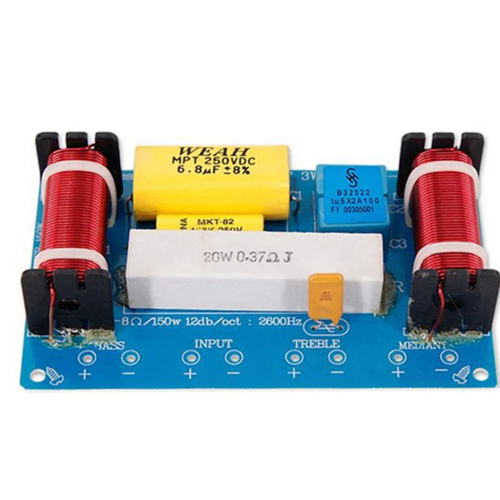 2 шт. WEAH-338 3-полосный делитель звуковой частоты, высокие + средние + басы, кроссовер, фильтр для динамиков для 8-дюймового динамика «сделай сам»