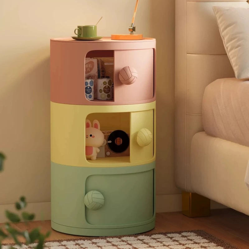 Modern Simple Home Bedroom Bedside Table Nightstands Creative Round Storage Locker Cabinet Nightstand Side Tables Furniture