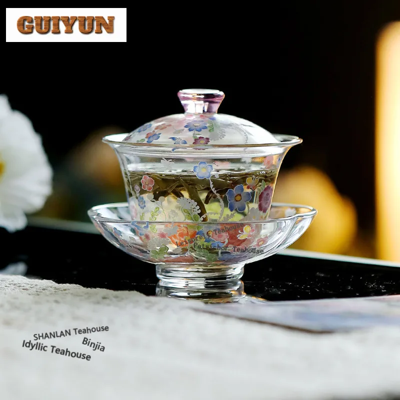 

100 мл стеклянная гавайская традиционная противоожоговая чайная подставка, чайная чаша с крышкой, комплект чайника, крышка, чаша, аксессуары для кафе, украшения