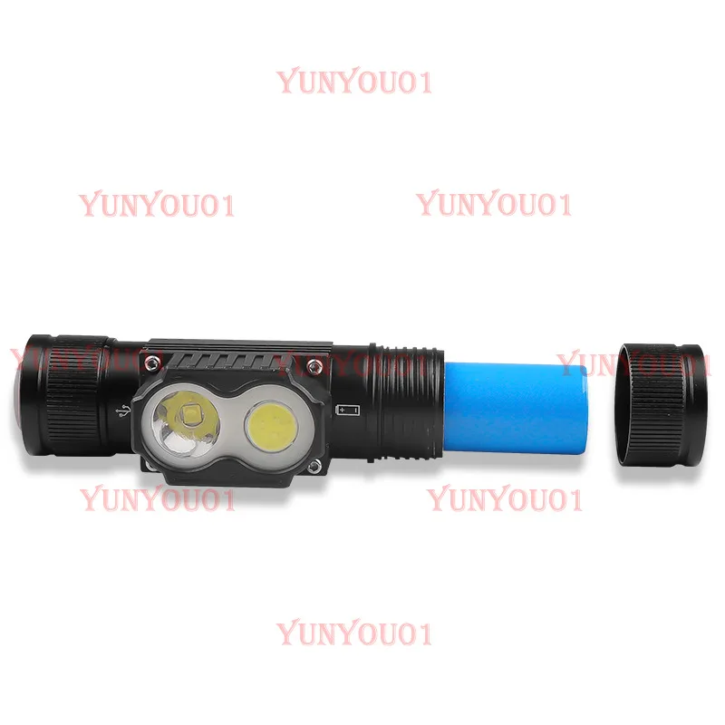 Type-c Charging Red Light Warning Outdoor Mountaineering Aluminum Alloy Led Headlight