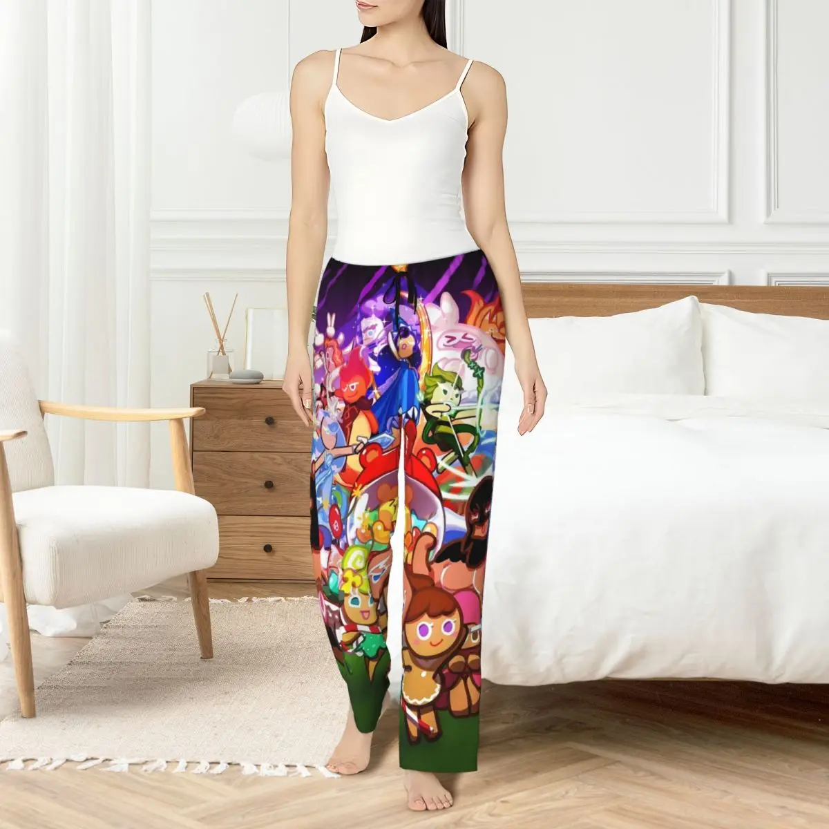 

Custom Printed C-Cookie Run Kingdom Pajama Pants for Women Cute Anime Sleep Sleepwear Bottoms with Pockets