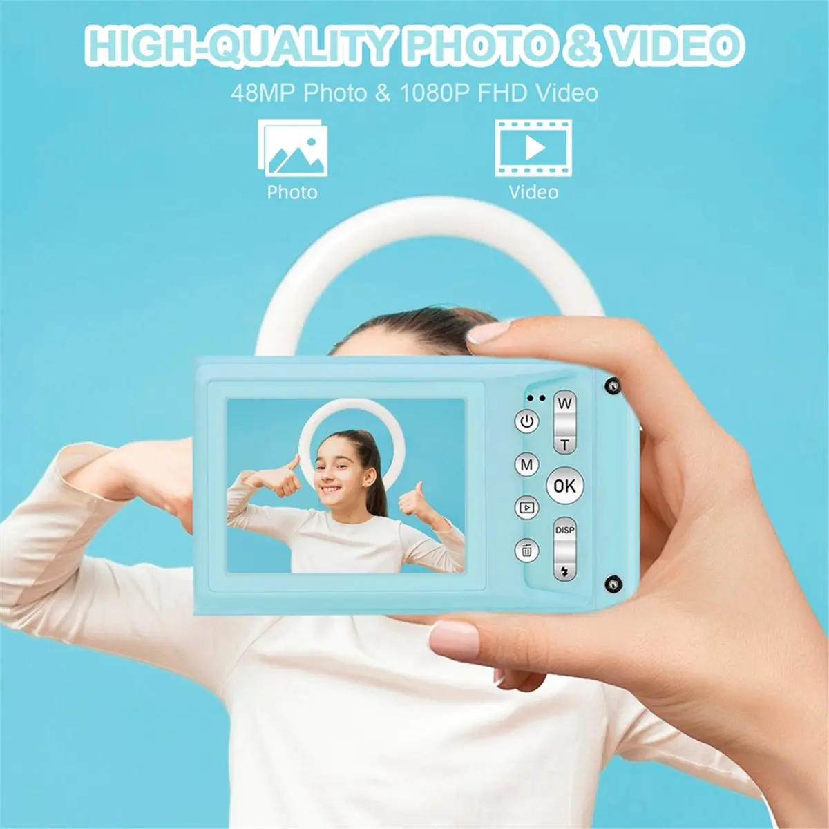 

* Цифровая камера A91P 1080P, 2,4 дюйма, компактная камера с автофокусом для видеоблога для детей, начинающих фотографий, селфи с картой 32G B