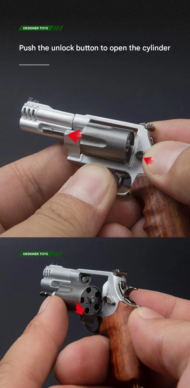 Mini pistolet modèle M500, échelle 1:3, petit Revolver en alliage détachable, poignée en bois véritable, jouet d'assemblage, porte-clés, Collection de cadeaux pour hommes