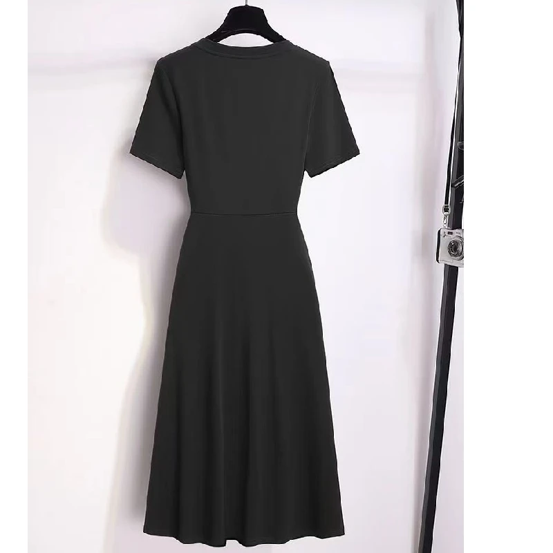 Décontracté Bla Slim Fit été nouveau Hebe Sle femmes Dr fente irrégulière t-shirt enveloppant autour de la jupe taille moyenne régulière Sve