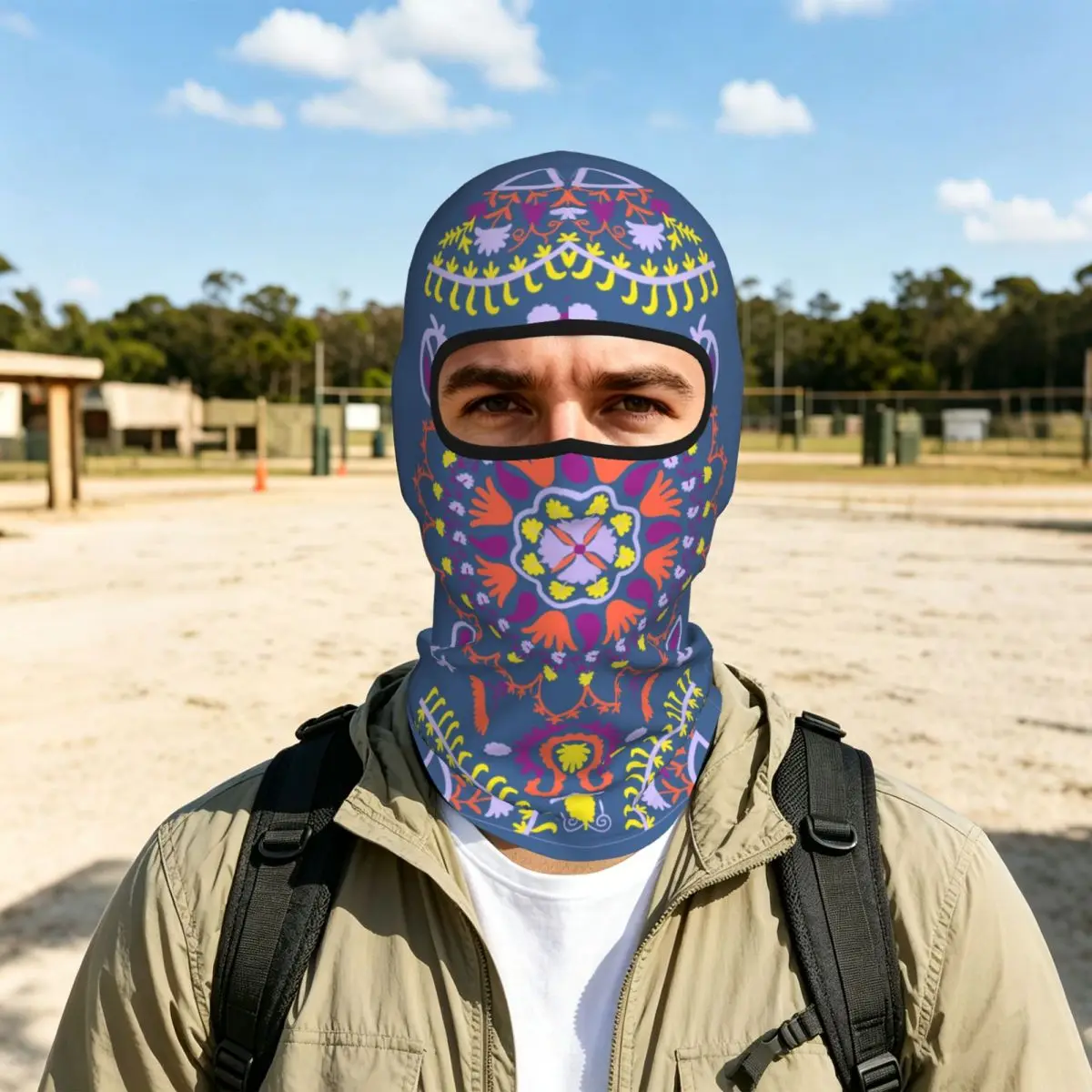 Luxury Flowers Balaclava Full Face Mask Breathable Motorcycle Winter Warm Full Cover Caps Neck Windproof Dustproof Cycling Caps
