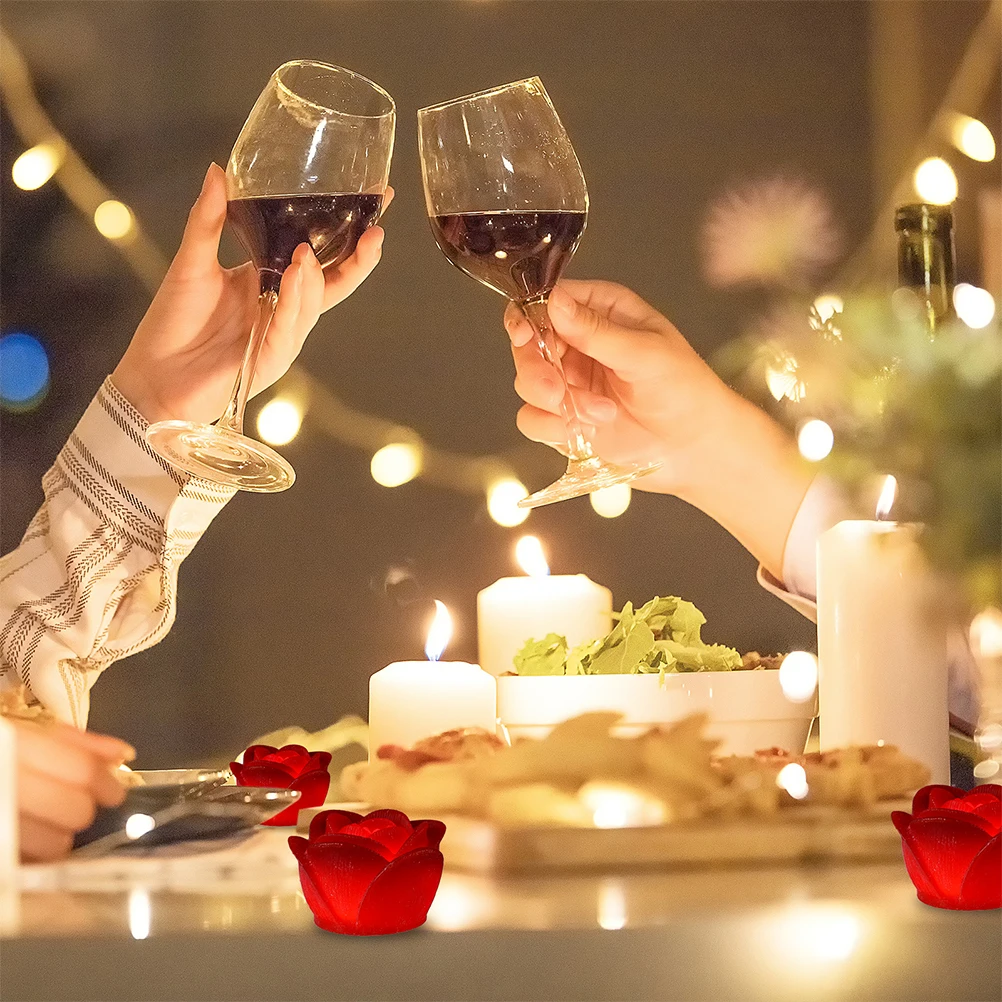 4Pcs Decorative Rose Lamp LED Electric Light for Table Centerpiece Decor Atmosphere Ornament