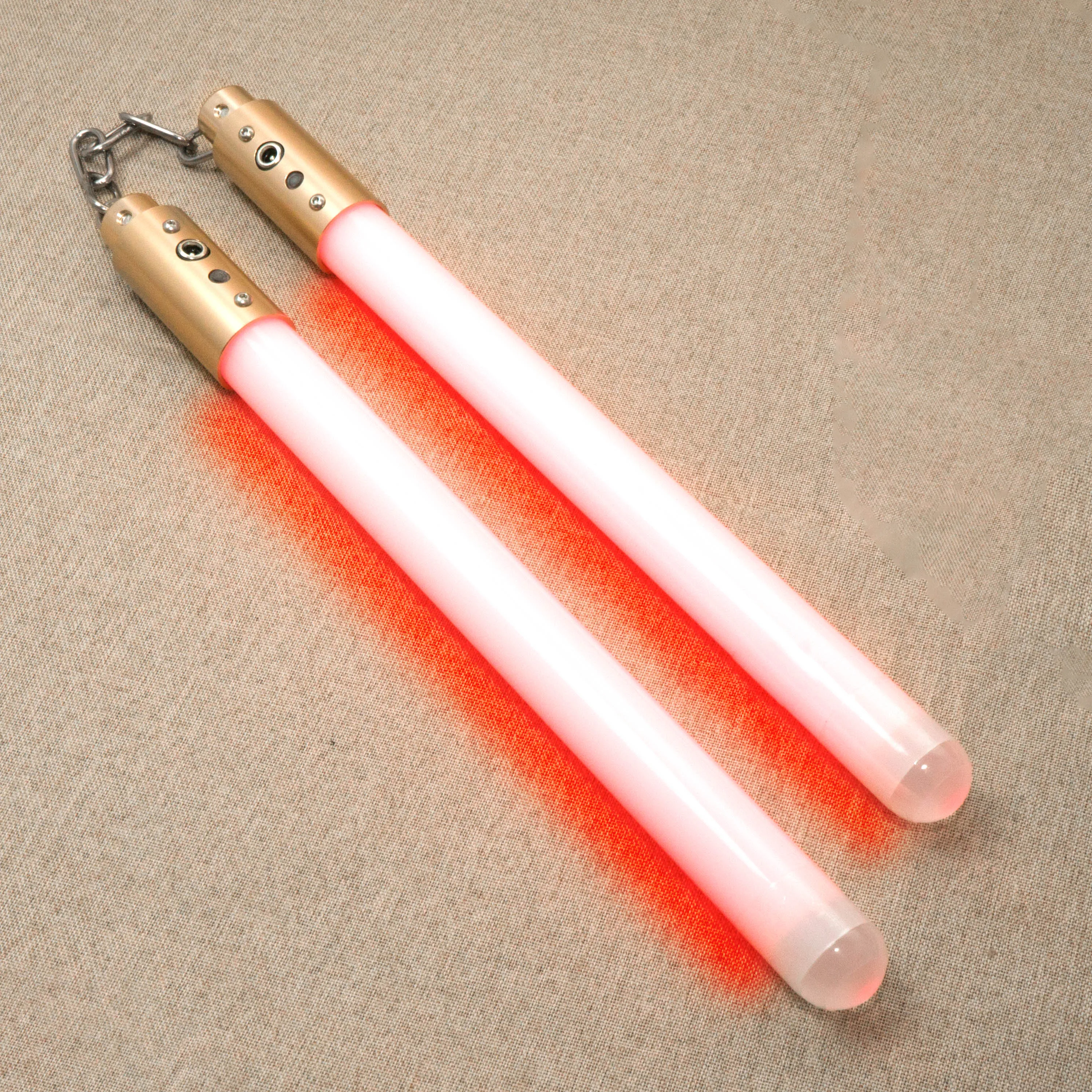 Nunchaku luz LED de píxeles de metal de aleación de aluminio, taladro de artes marciales con cambio de 7 colores, duelo