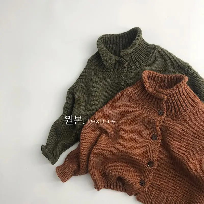 25 Korea Girls Boys Autumn Winter Clothing Baby Knitted Sweaters Jackets Fashion Kids Children Tops Knit Clothes Roupas