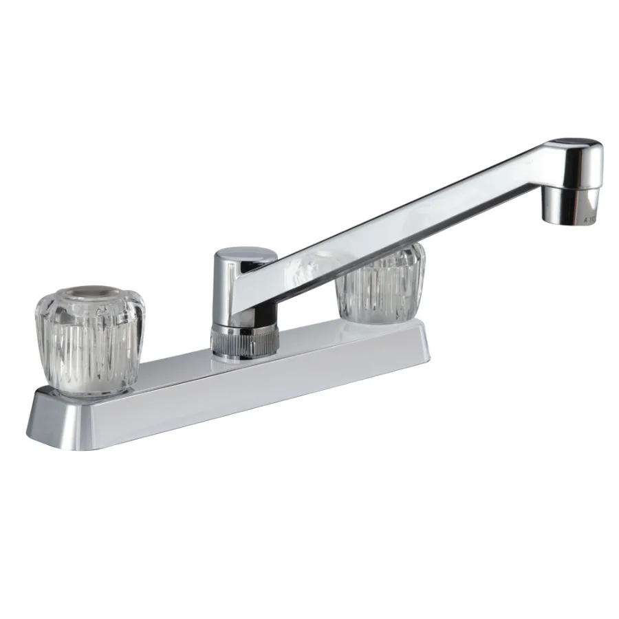 

Two Handle Kitchen Faucet with Crystal Acrylic Knobs for RVs- Chrome Polished
