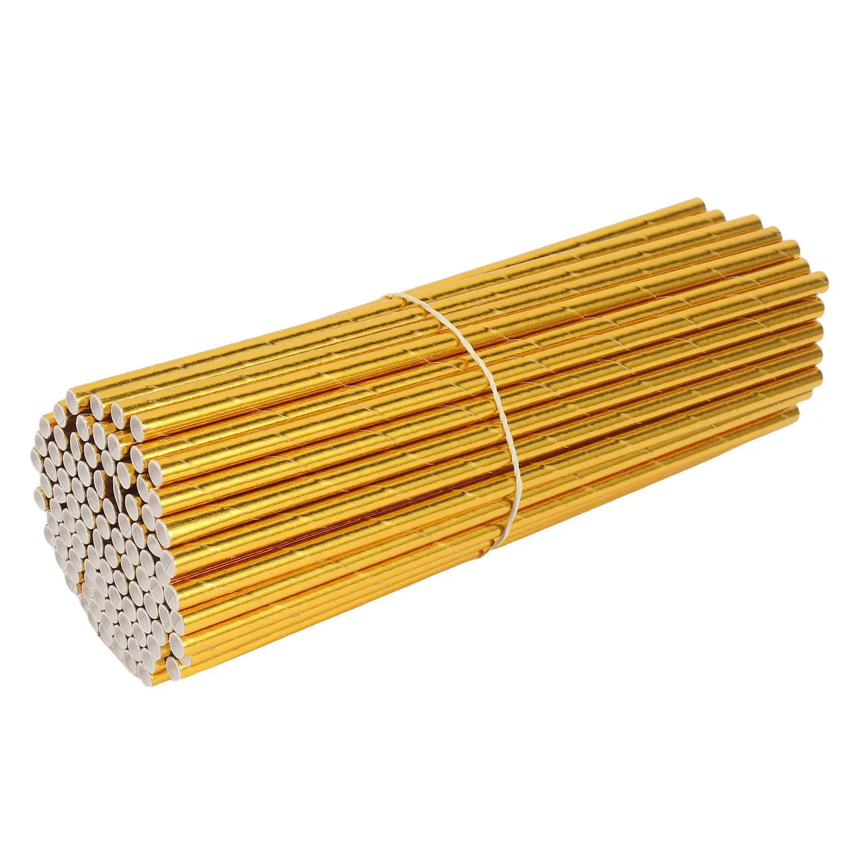 

HOT!Gold Foil Paper Straws, Biodegradable Disposable Party Drinking Straws, Pack Of 100 Holiday Celebrations