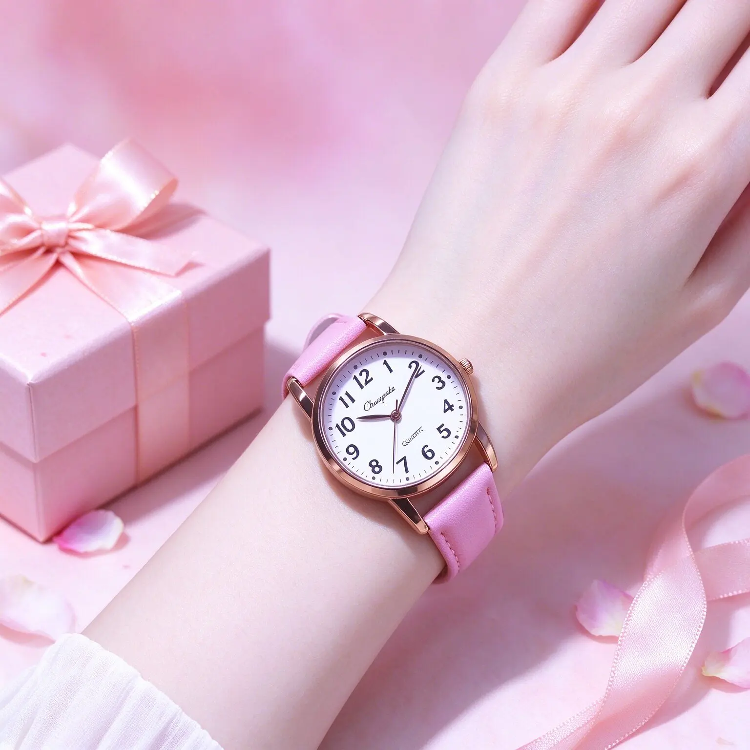 ChaoYaDa New Girls Ladies Beauty Simple Fashon Quartz Wristwatches Women Mother Rose Gold Leather Clock Watches Birthday Gifts