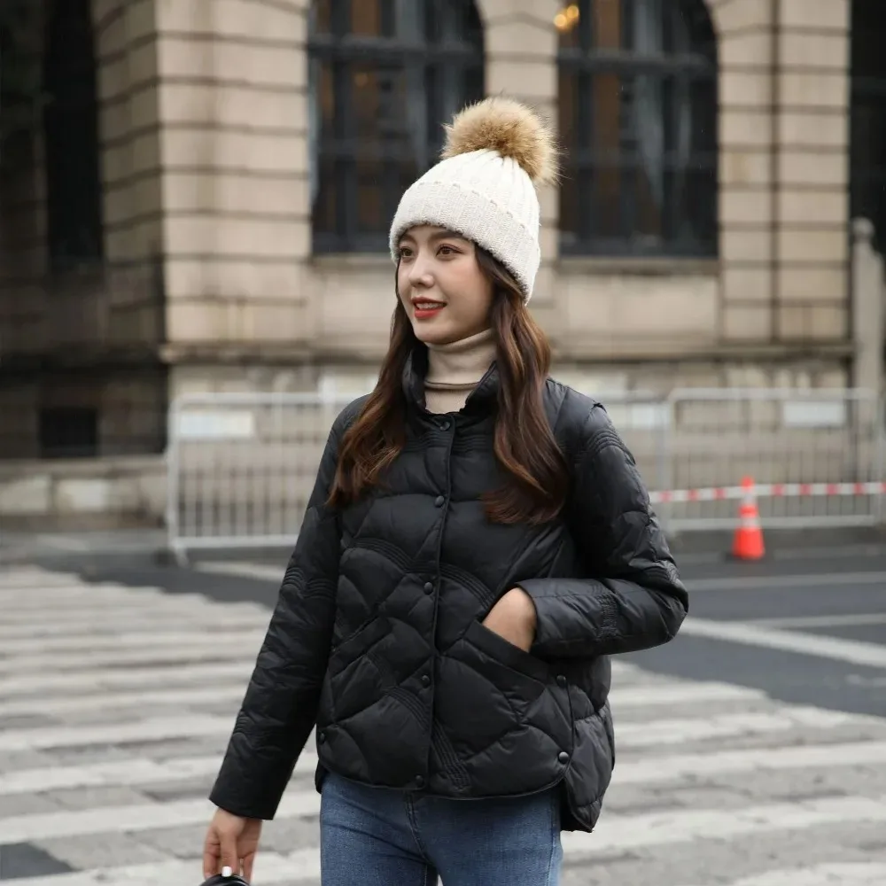 Lightweight Stand Collar Outerwear Down Jackets Women White Duck Down Coat Female 2024 New Autumn Winter Fashion Casual