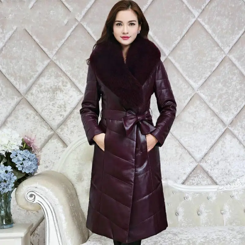 2024 Autumn/Winter New Women's Leather Jacket PU Fake Fur Slim Fit Warm Oversize Fake Fur Parkas