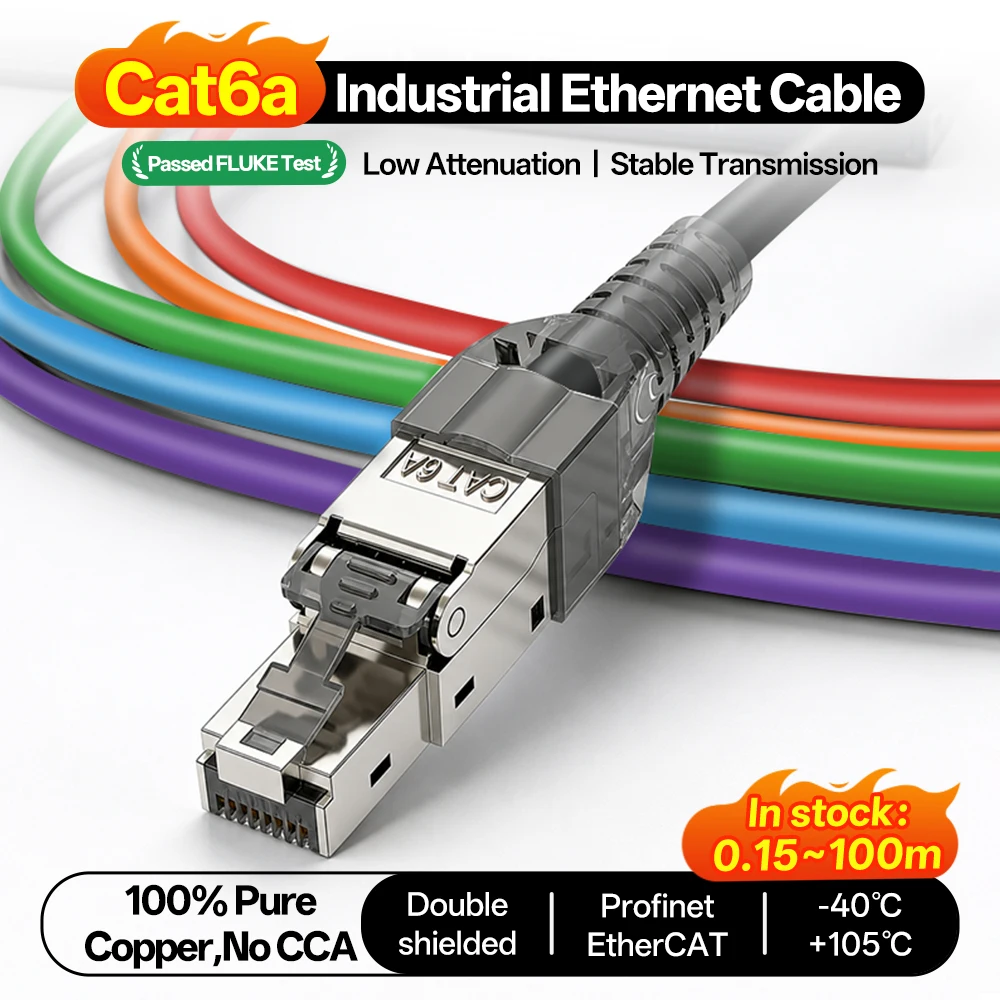 CAT6A Industrial Drag Chain Ethernet Cable Shielded RJ45 10Gbps Double Shielded High Flexible LAN Wire for CNC Automation Servo