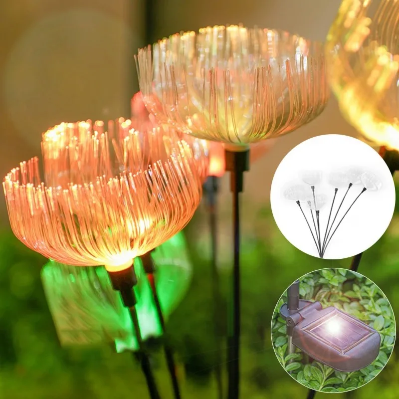 

Solar Outdoor Fiber Optic Jellyfish Light LED Colorful 7 Head LED Decorative Lights for Courtyard Garden Villa Lawn Plug & Play