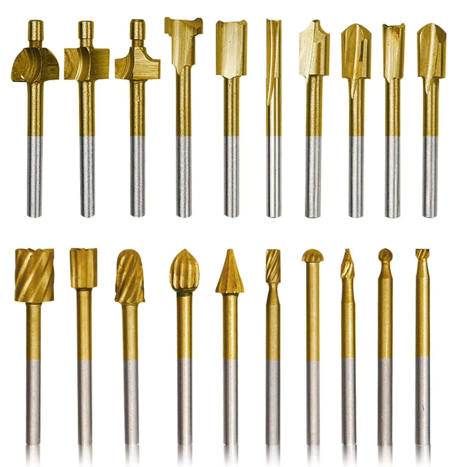 

10Pcs HSS Router Carbide Engraving Bits & 10Pcs Router Bit with 1/8"(3mm) Shank Power Rotary Tools for DIY Woodworking, Carving